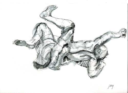 Staute Crawls at Chiesa San Ignacio, ink 30 x 32 cm, 8.25 x 11.75 quality paper