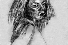 African Woman (conte), original and prints