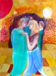 Couple Dances IV, acrylics on paper, 11.5 x 16.5", 30 x 42 cm
